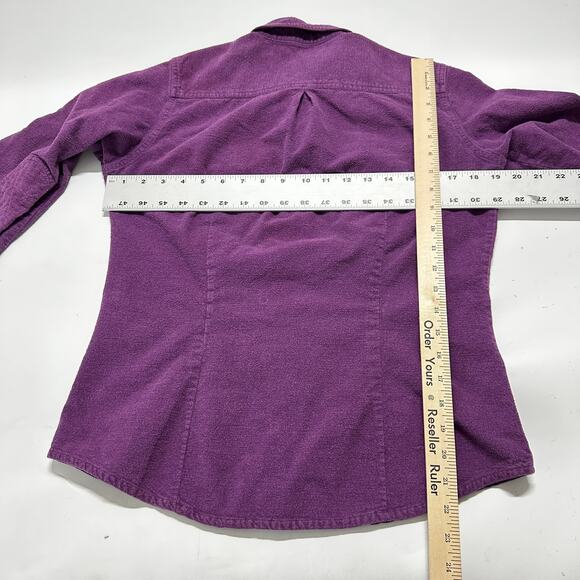 Woolrich Button Up Shirt Women Size M Purple Long Sleeve 100% Cotton Western - Picture 7 of 9